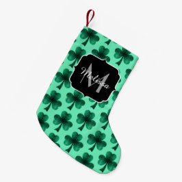 Green Sparkles Shamrock St. Patrick's Day Monogram Kleine Kerstsok