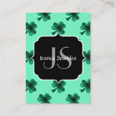 Green Sparkles Shamrock St. Patrick's Day Monogram Visitekaartje (Achterkant)