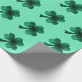 Green Sparkles Shamrock St. Patrick's Day patroon Cadeaupapier (Hoek)