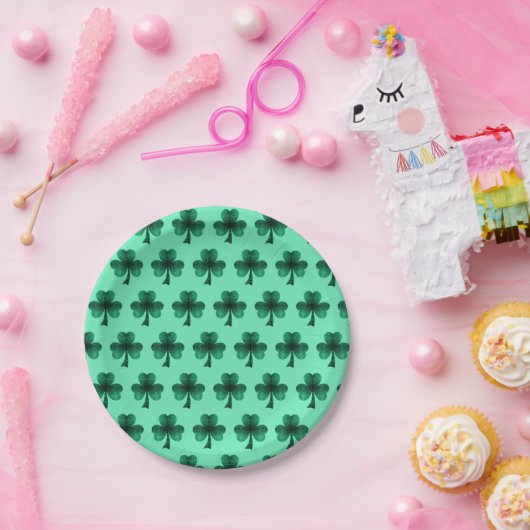 Green Sparkles Shamrock St. Patrick's Day patroon Papieren Bordje (Feest)