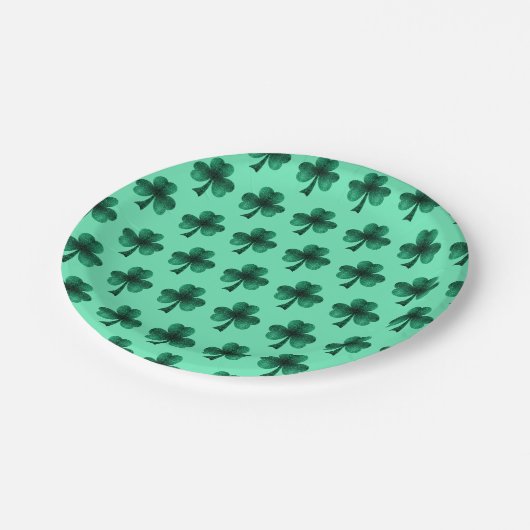 Green Sparkles Shamrock St. Patrick's Day patroon Papieren Bordje (Gekanteld)