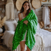Green sparkling faux glitter pattern  fleece deken
