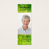 Green Sparkly Elegant Memorial Bladwijzer Mini Visitekaartjes (Voorkant)