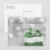 Green Sparkly Elegant Merry kerst Feestdagenkaart (Voorkant / Achterkant)