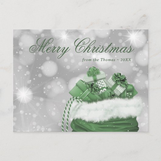 Green Sparkly Elegant Merry kerst Feestdagenkaart (Voorkant)