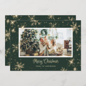Green Sparkly-fotokerstkaarten Feestdagenkaart (Voorkant / Achterkant)