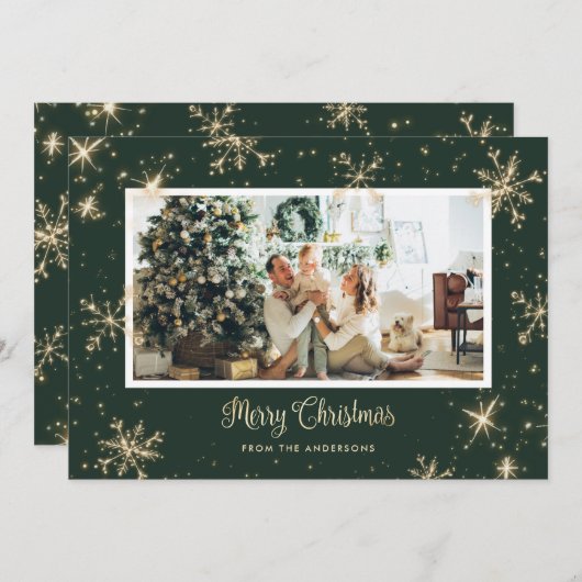 Green Sparkly-fotokerstkaarten Feestdagenkaart (Voorkant / Achterkant)