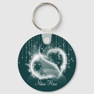 Green Sparkly Hearts Sleutelhanger