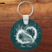 Green Sparkly Hearts Sleutelhanger (Voorkant)