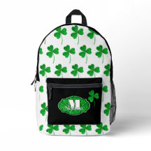 Green Sparkly Shamrocks Monogrammed St Patrick