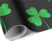 Green Sparkly Shamrocks Monogrammed St Patrick Cadeaupapier (Rol Hoek)