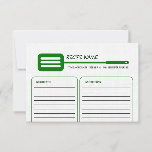 Green Spatula Recipe Card Kaart (Voorkant)