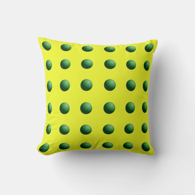 Green Spheres on Yellow  Kussen (Voorkant)