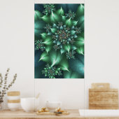 Green Spiky Floral Poster (Keuken)