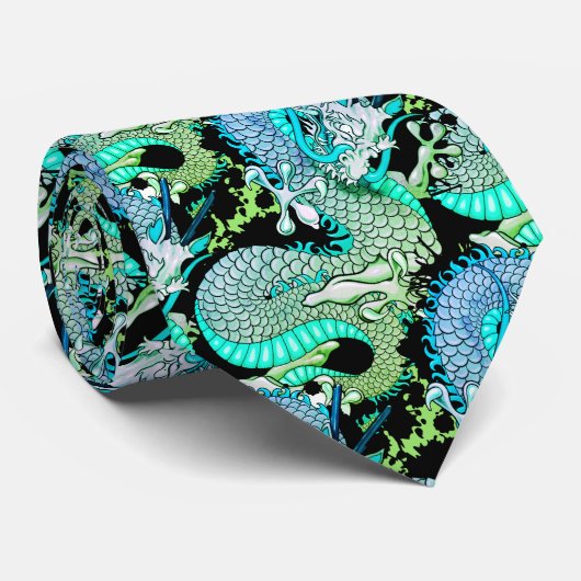 Green Splash Dragon Tattoo Design groen en geel Stropdas (Opgerold)
