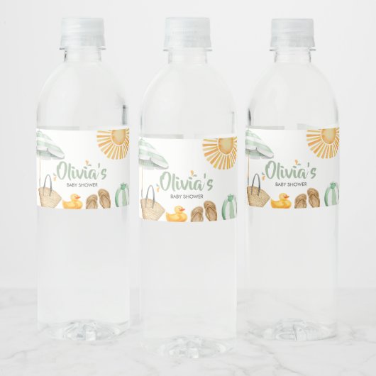 Green Splish Splash Baby shower Waterfles Etiket (Flessen)