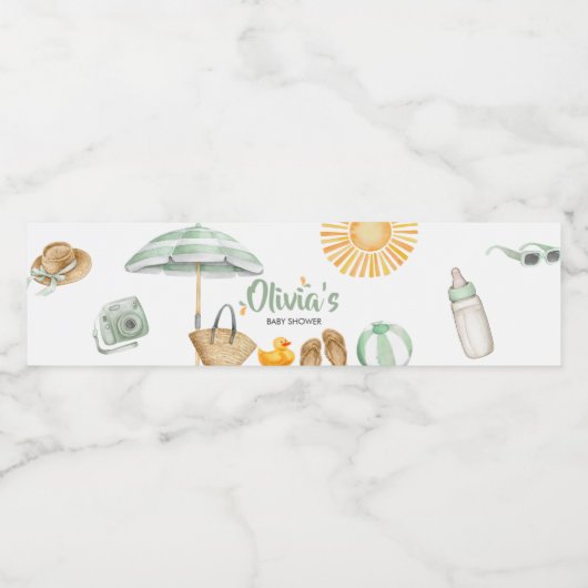 Green Splish Splash Baby shower Waterfles Etiket (Enkel label)