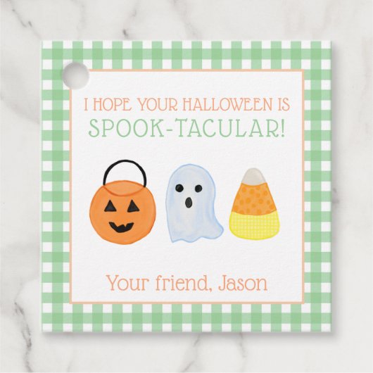 Green Spook-tacular Halloween Spooky Trick Treat Bedankjes Labels (Voorkant)