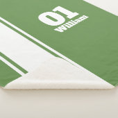 Green Sport Stripe Monogram Sherpa Blanket Deken (3/4)