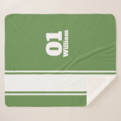 Green Sport Stripe Monogram Sherpa Blanket Sherpa Deken (Voorkant (horizontaal))