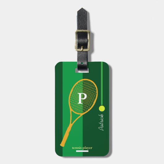 Green Sport Tennis gepersonaliseerd Bagagelabel (Voorkant verticaal)