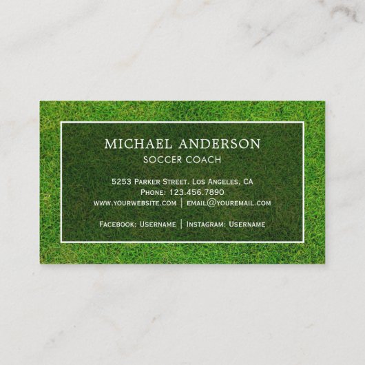Green Sports Turf Professionele Voetbal coach Visitekaartje (Achterkant)