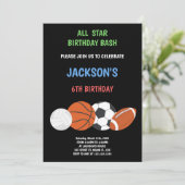 Green Sports verjaardagsuitnodiging Kaart (Staand voorkant)