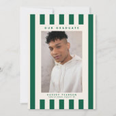 Green Sporty Stripes 2 Photo Graduation Aankondiging (Voorkant)