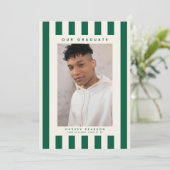 Green Sporty Stripes 2 Photo Graduation Aankondiging (Staand voorkant)