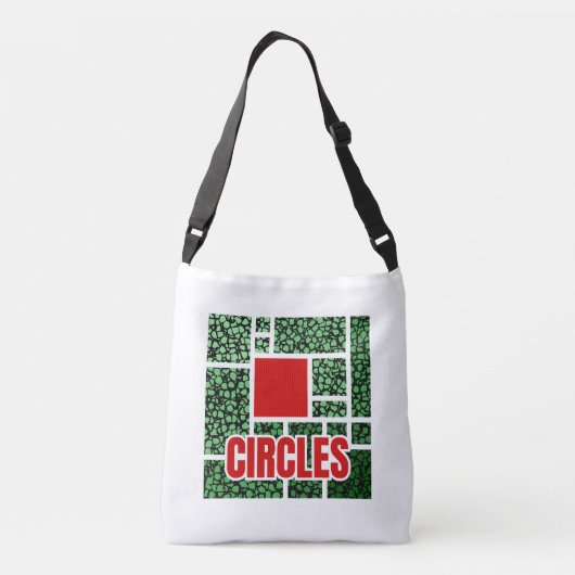 Green Spotted Abstraction with Red Accents Crossbody Tas (Achterkant)