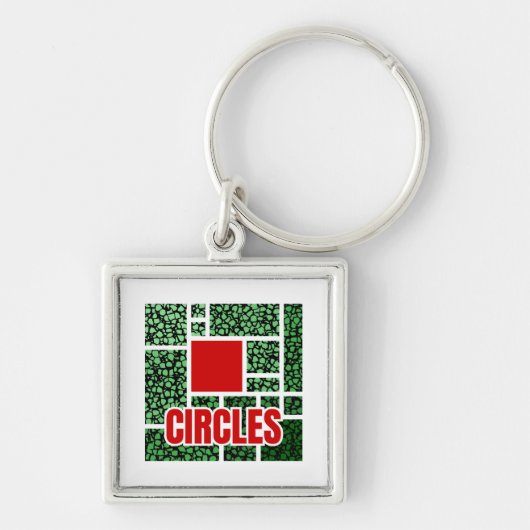 Green Spotted Abstraction with Red Accents Sleutelhanger (Voorkant)