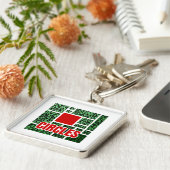 Green Spotted Abstraction with Red Accents Sleutelhanger (Zijkant)