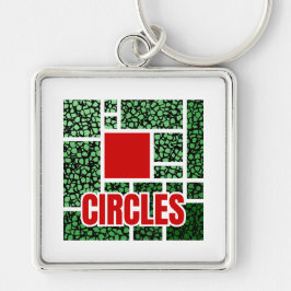 Green Spotted Abstraction with Red Accents Sleutelhanger