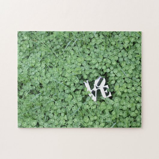 Green Spring Clover LOVE Wedding Photo Art Fun Legpuzzel (Horizontaal)