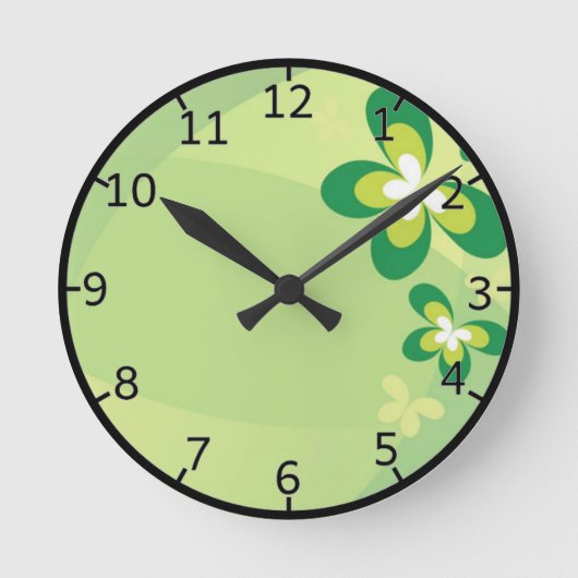 Green Spring Flower Ronde Klok (Voorkant)