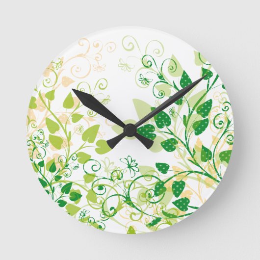 Green Spring Leafs Ronde Klok (Voorkant)