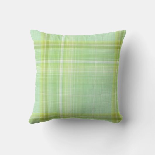 Green Sprout Mint en Lime Green Stripe and Plaid Kussen (Achterkant)