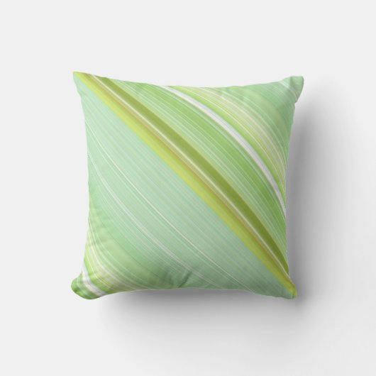 Green Sprout Mint en Lime Green Stripe and Plaid Kussen (Voorkant)