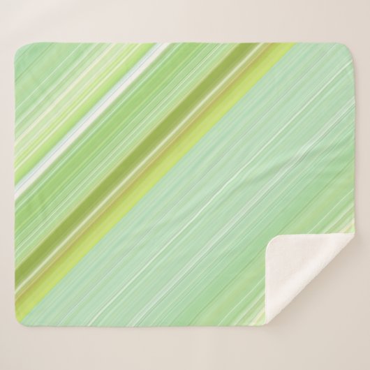 Green Sprout Mint en Lime Green Stripe Sherpa Deken (Voorkant (horizontaal))