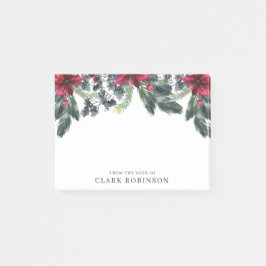 Green Spruce Red Poinsettia kerst Post-it® Notes