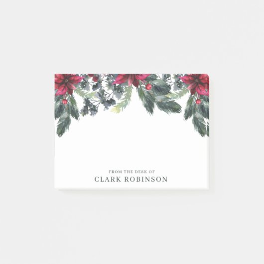 Green Spruce Red Poinsettia kerst Post-it® Notes (Voorkant)
