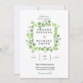 Green Square bladeren krans Waterverf bruiloft Kaart (Voorkant)