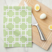 Green Square Link Pattern Ktichen Towels Theedoek (Quarter Fold)