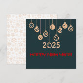 Green Square wish card New Year Christmaball Feestdagenkaart (Voorkant / Achterkant)