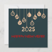 Green Square wish card New Year Christmaball Feestdagenkaart (Voorkant)
