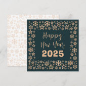 Green Square wish card with a lot of golden stars Feestdagenkaart (Voorkant / Achterkant)