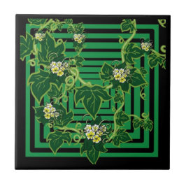 Green Squared Florah Tile Tegeltje