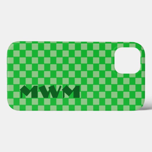 Green Squares Monogram Cell Phone Case (Achterkant (horizontaal))