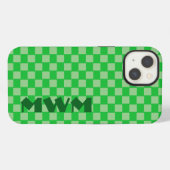 Green Squares Monogram Cell Phone Case iPhone Hoesje (Achterkant horizontaal)