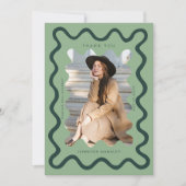 Green Squiggly Wavy Lijst Afstuderen Dank u Aankondiging (Voorkant)